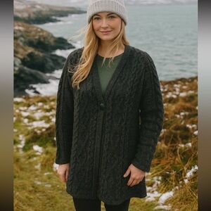 Women's Black Cable Knit Cardigan